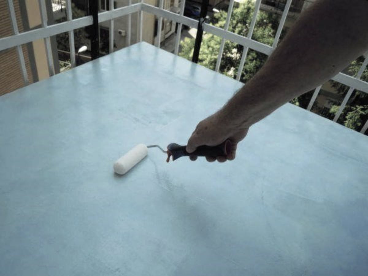 resina a rullo su terrazzo