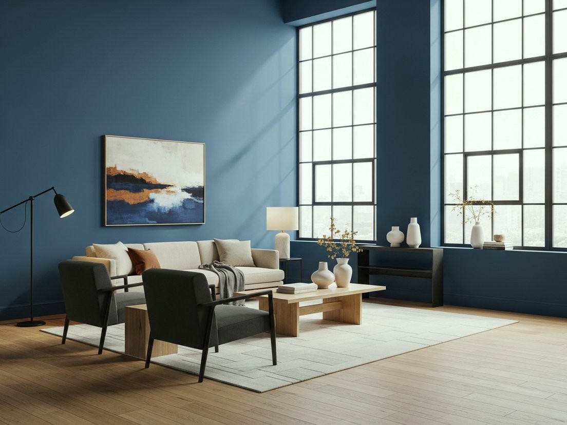 Parete color Azzurrite in un ambiente moderno ed elegante