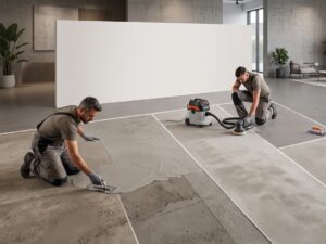 Resina spatolata su colla o rasante cementizio frattazzato